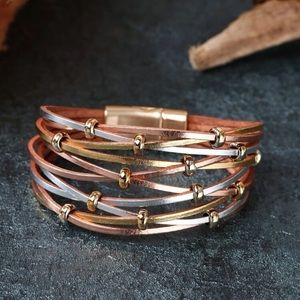 Vegan Leather Layered Bracelet